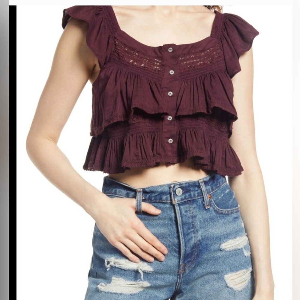 Brand new!! NWT women's Free People Sunny Days boho style button top size medium